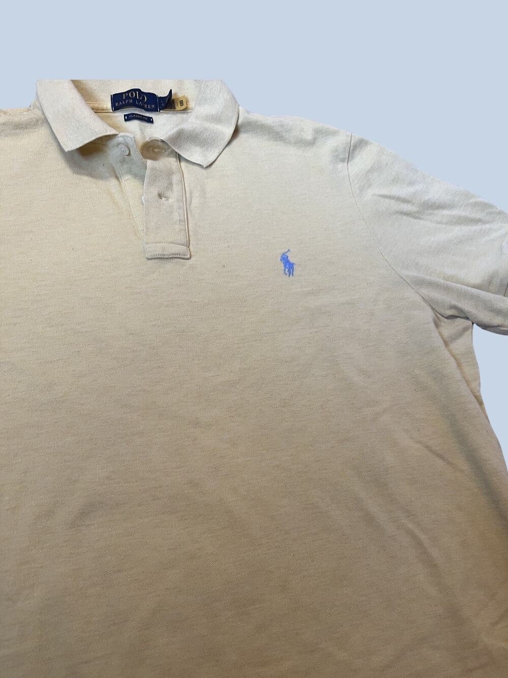 RALPH LAUREN Polo in Yellow, Solid Pique Cotton, Casual Fit| Men’s Size: L